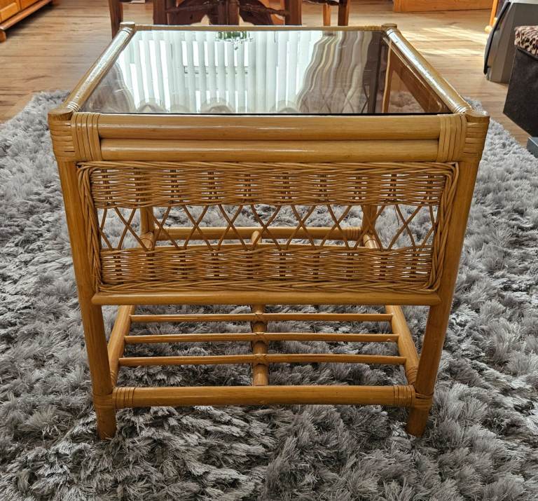 Bamboo glass top coffee table 