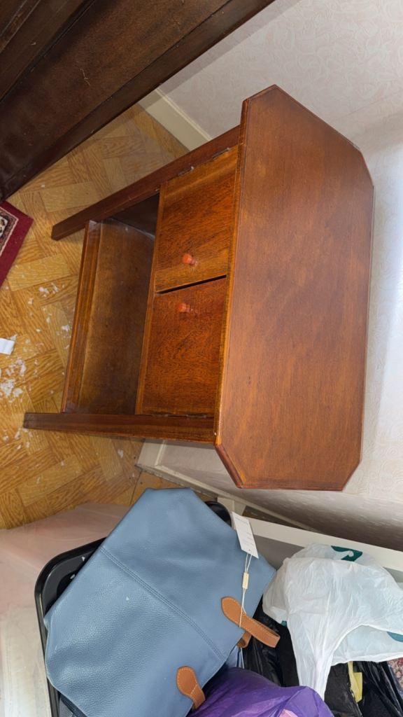 Compact Wooden Bedside Table with Two Drawers – Good Condition