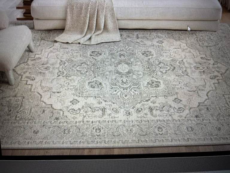 New Vintage Style Grey Patterned Rug