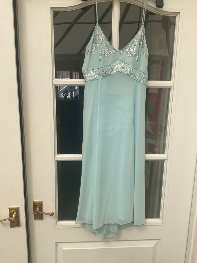 Light Blue Sequin Evening Dress – Good Condition
