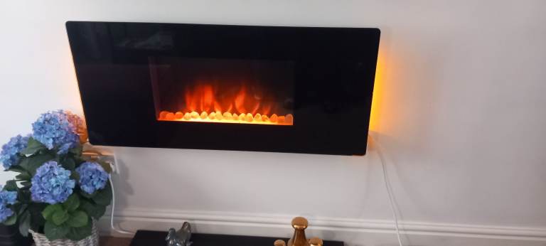 Electric Wall-Mounted Fire with LED Flame Effect