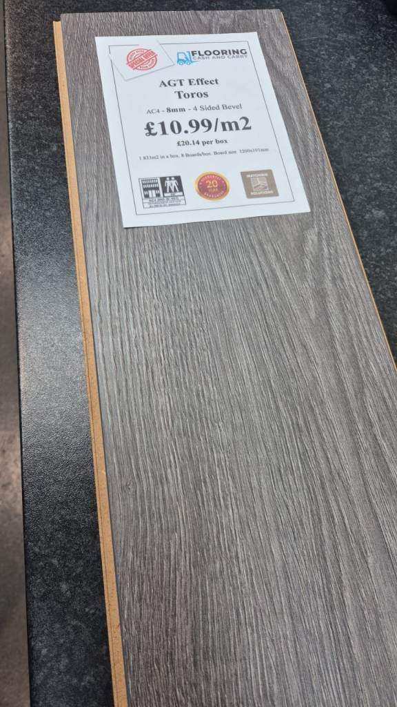 AGT Effect Toros 8mm Grey Laminate Flooring CHEAPEST IN THE UK | FREE COLLECTION