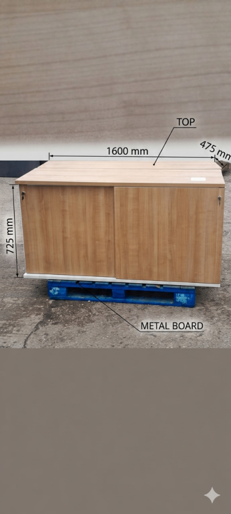 Premium Office Storage Cupboard / Sideboard with Sliding Doors & Keys - High Quality