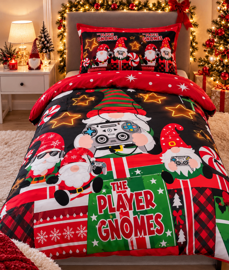 Festive Duvet Cover Set - Single, Player Gnomes Design, £10.00 for Sale