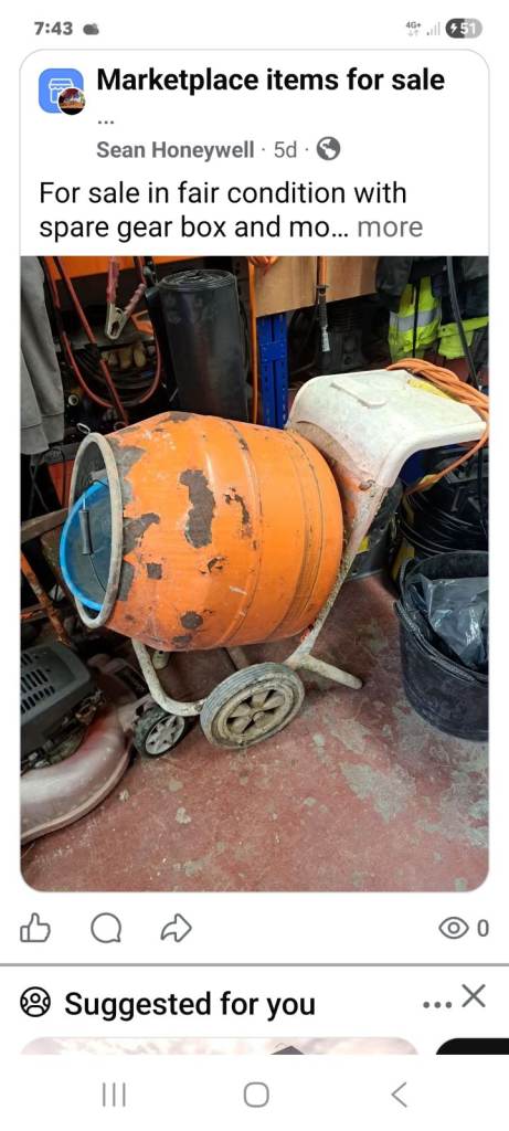 Orange Cement Mixer – Fair Condition, with Spare Gearbox