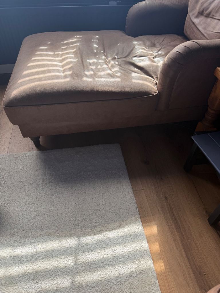 Comfortable Brown Faux Leather Chaise Lounge – Good Condition