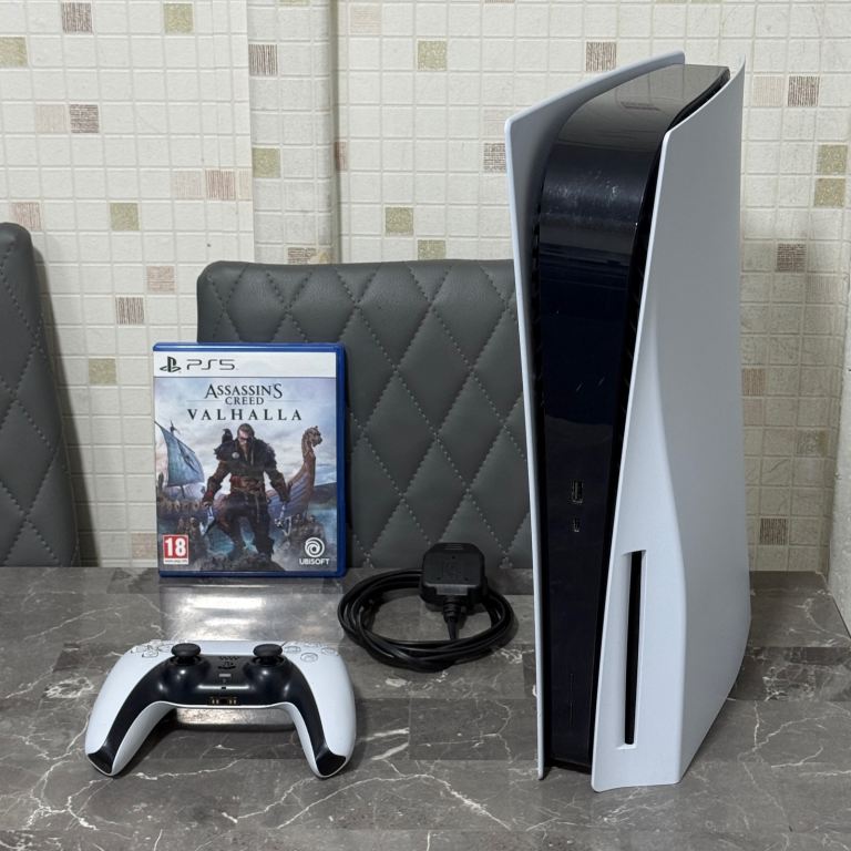 PlayStation PS5 Disc Edition + Assassin’s Creed Valhalla + Controller & Cables