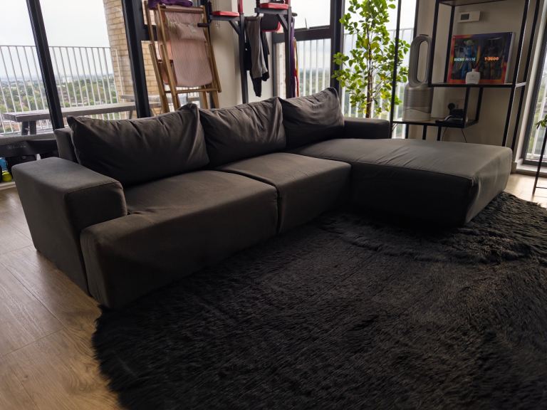 MADE. com Oskar Frederik Grey 3 Seater L shaped Sofa