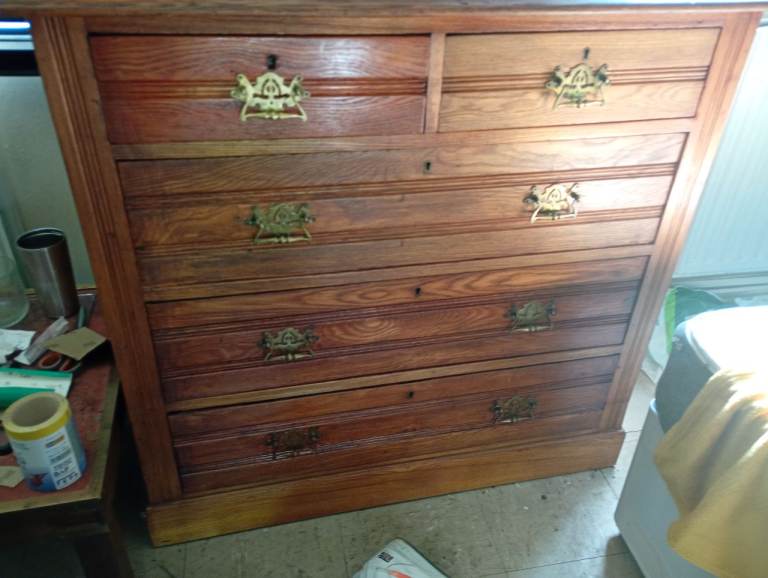 Antique satin walnut chest of drawers