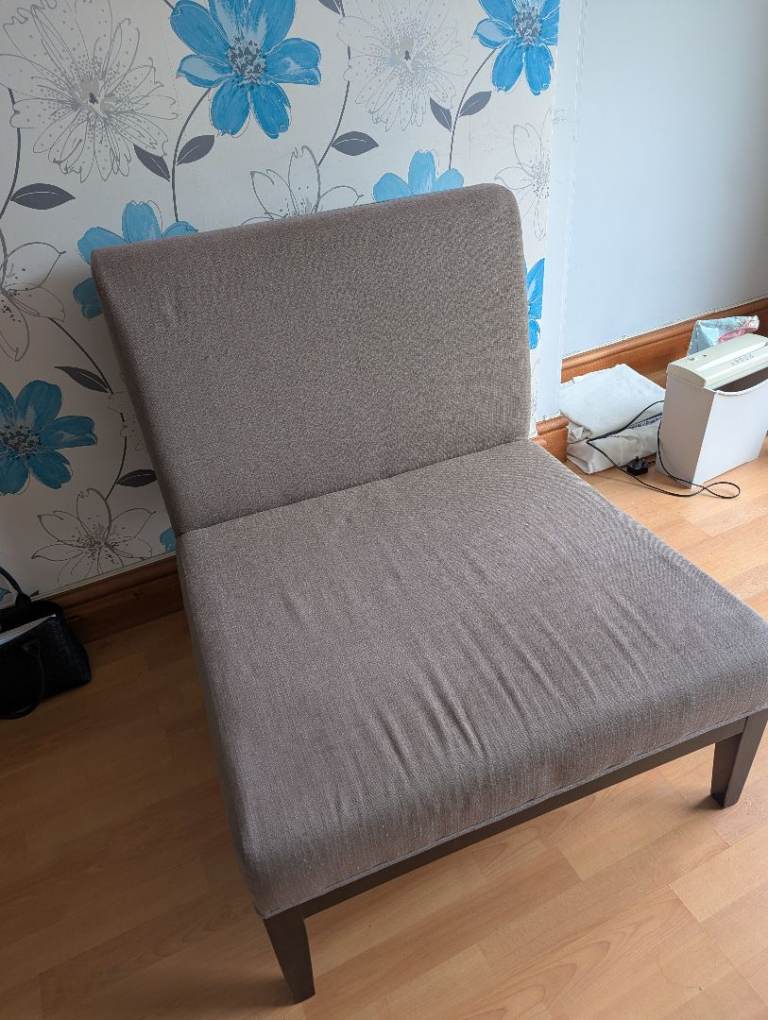 Grey Fabric Armless Chair – Good Condition