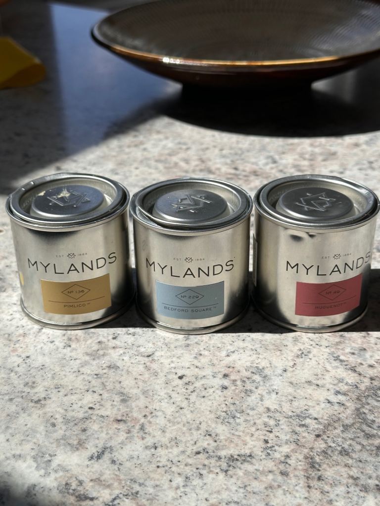 image for Mylands sample paint pots - Pimlico, Bedford Square, Huguenot, Westmoreland, Rothschild