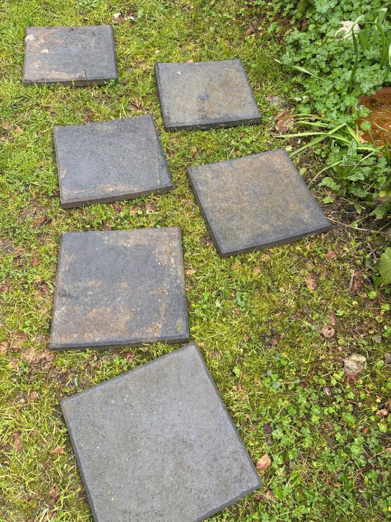6 square stepping stones graphite recycled Rubber stone effect