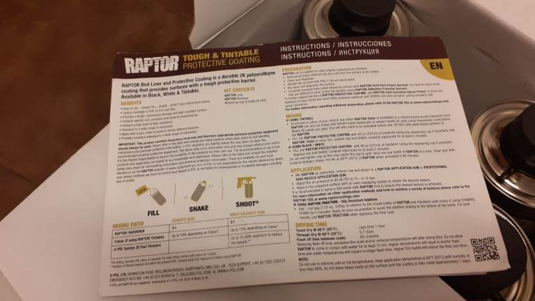 Raptor paint Kit. Plus underbodygun