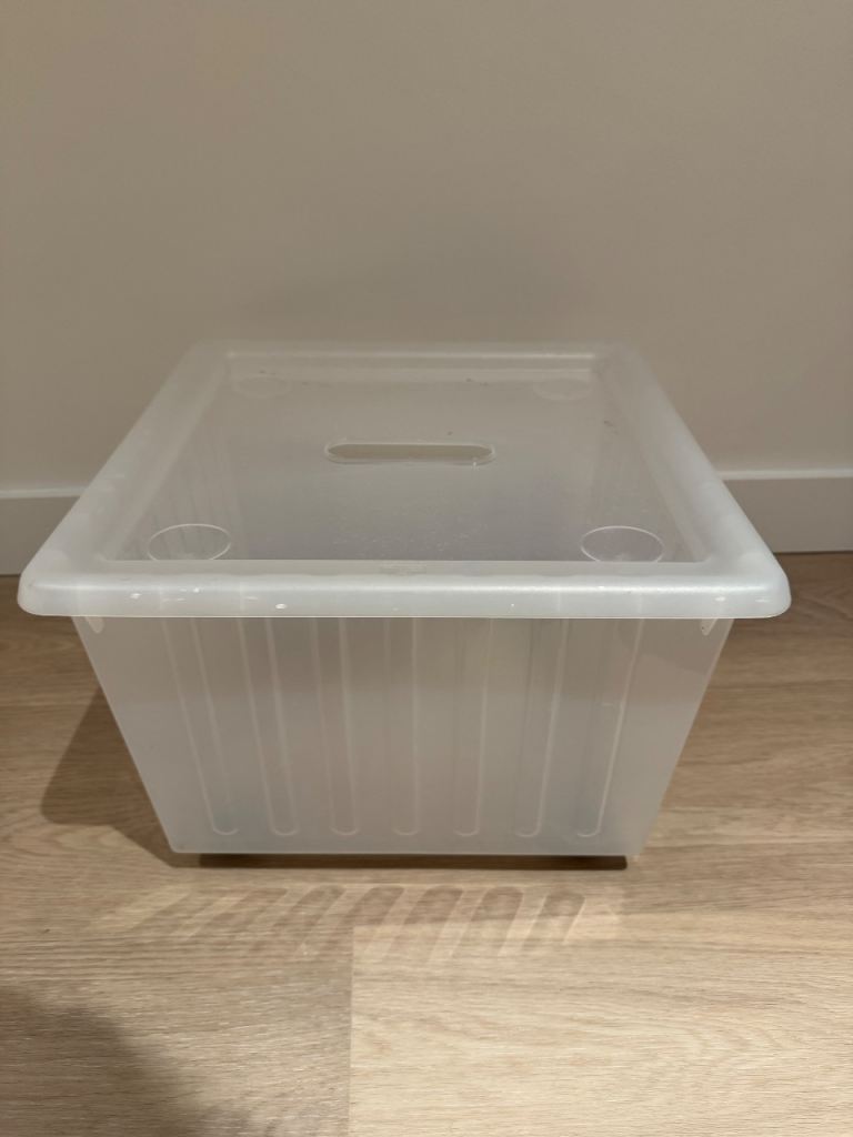 IKEA VESSLA Storage Box Crate With Castors Wheels White 39x39cm