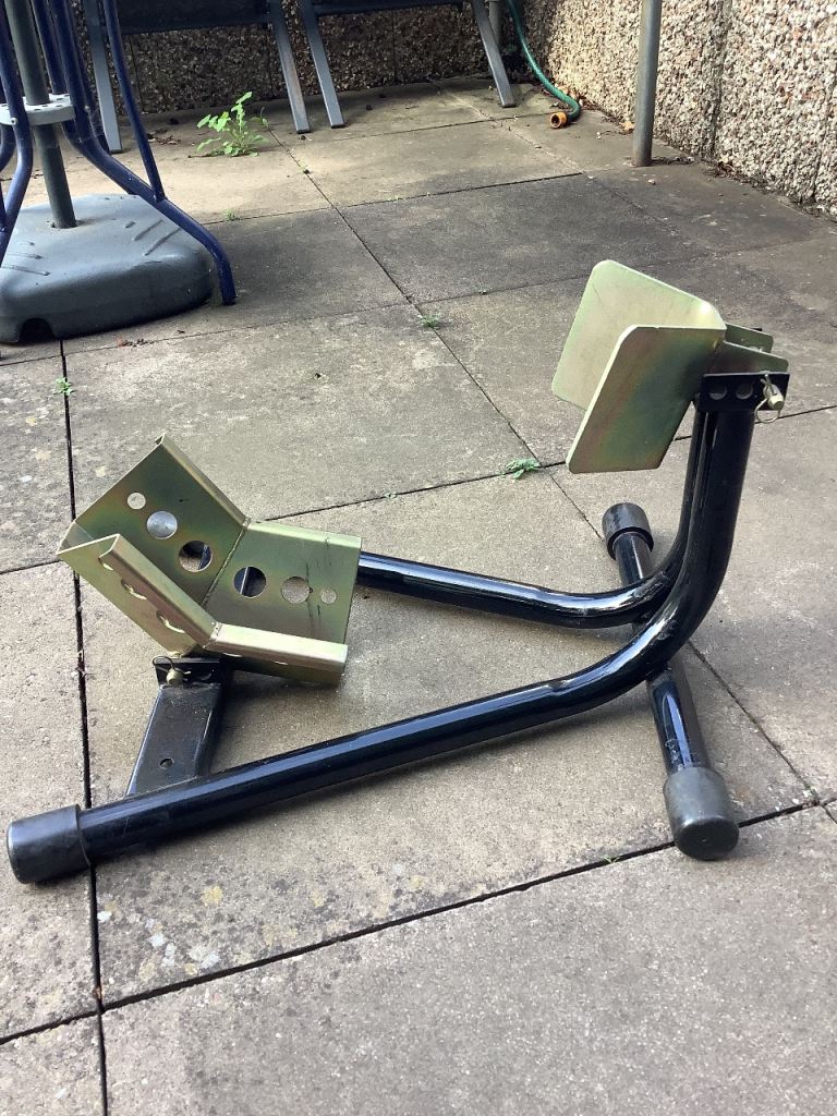 Motor Cycle Stand ….roll on floor secure stand