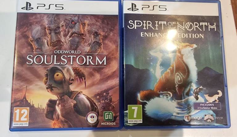 Soulstorm and spirit of the north ps5 games , as new 