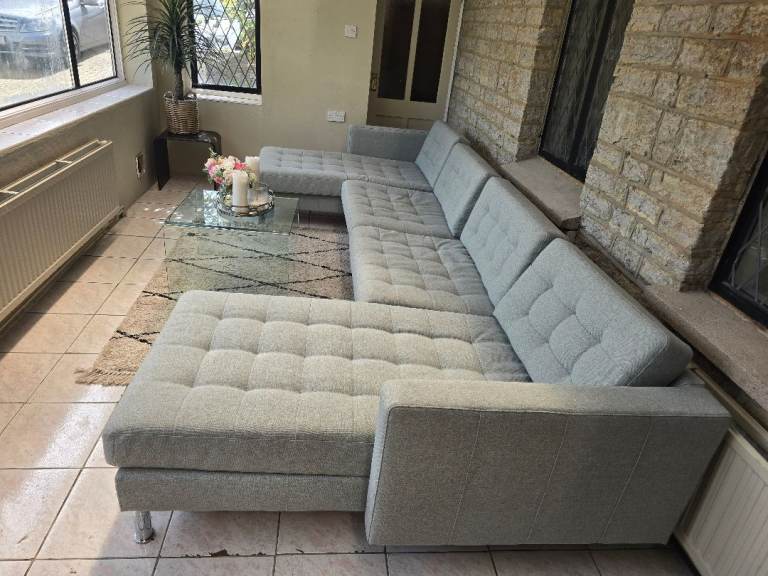 Nearly new Landskrona Double chaise Sofa in a soft green .delivery possible 