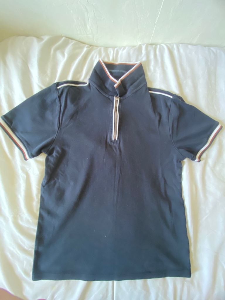 F&F Men's Blue Short Sleeve Zip Polo Shirt - Size S