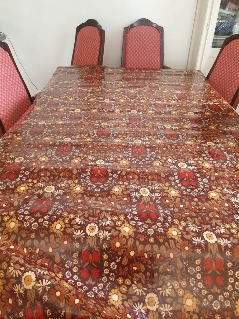Plastic coated tablecloth