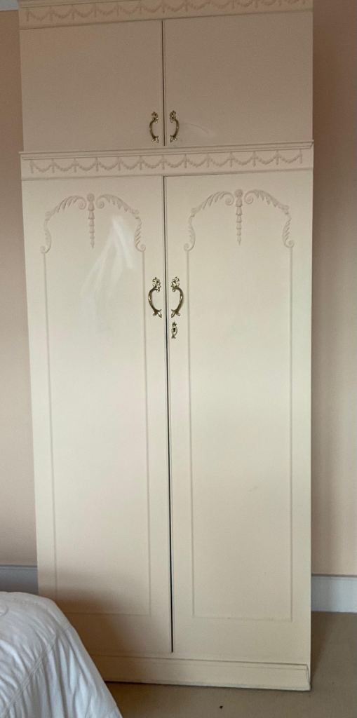 French style vintage tall wardrobe with top cupboard