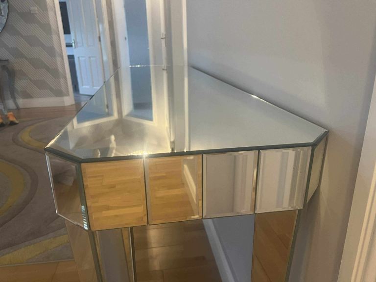 Mirror glass console table 