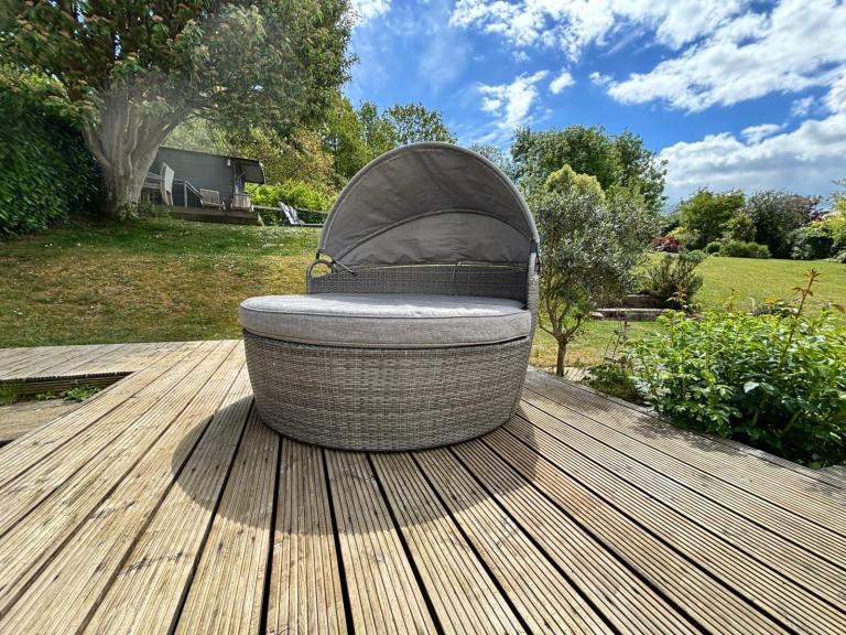 Rattan Day Bed That Transforms Into Table and Chairs Sofa