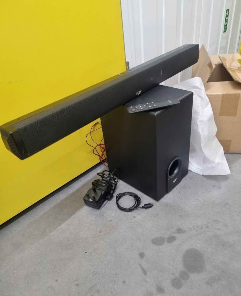 Bush Soundbar and Subwoofer with Remote, Cables £45