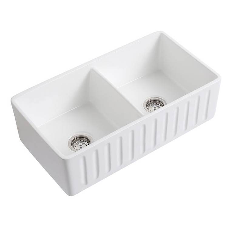 image for Double Bowl Belfast Farmhouse Ceramic Sink - Brand New & Boxed