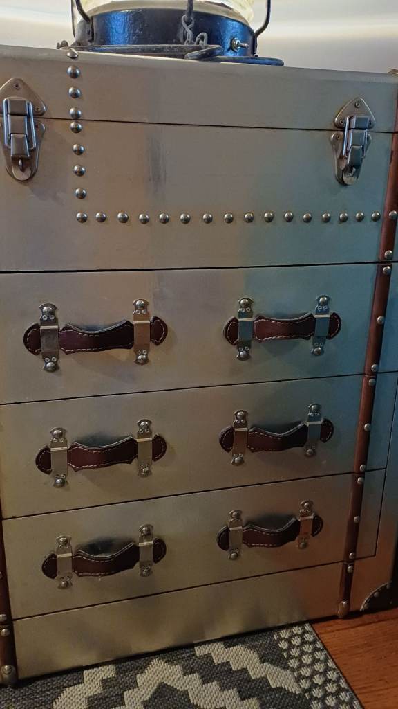 Pair of Timothy Oulton Style Aviator Metal Aluminium Chest of Drawers Industrial