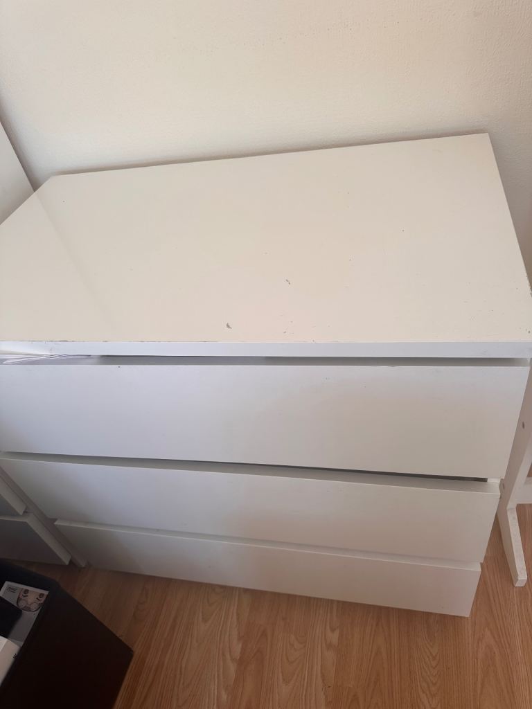 SOLD Ikea White 3 Drawer Chest of Drawers – Good Condition