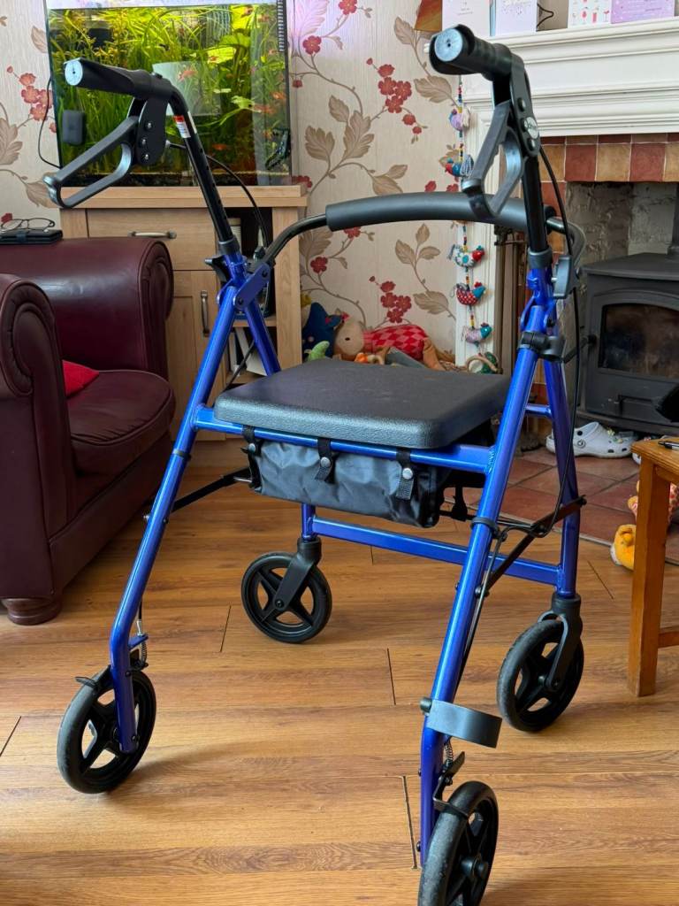 Blue Mobility Walker with Seat and Storage – As Good As New