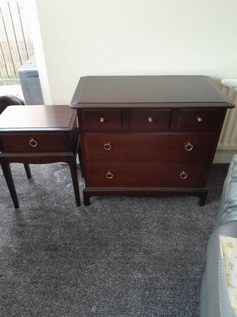 Stag drawers and bedside table