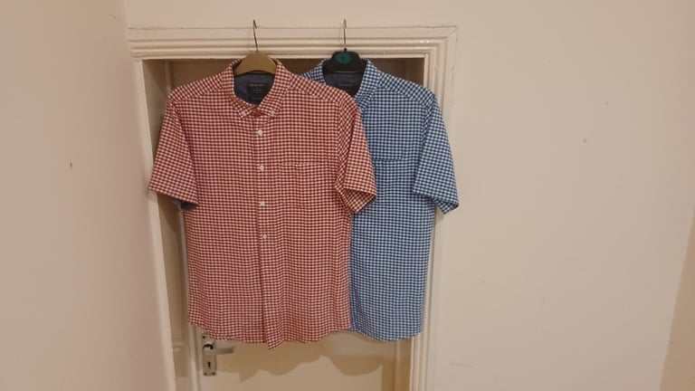 2x Primark shirt RED and BLUE short sleeves - size M