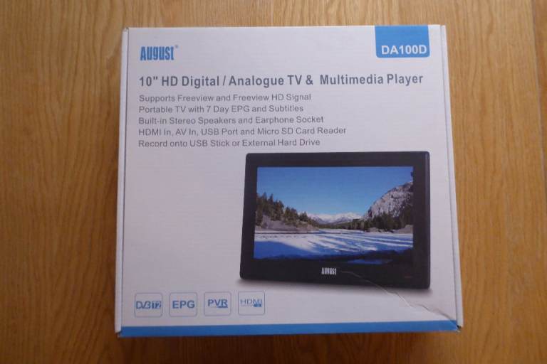 August DA100D 10" LED Portable TV with Freeview HD, Built-in Recorder, HDMI, USB - New