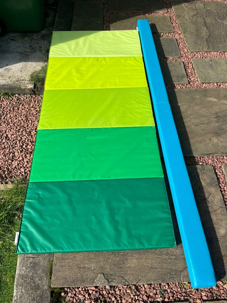 IKEA Plufsig folding gym mat & Fun!ture balance beam. Kids gymnastics 
