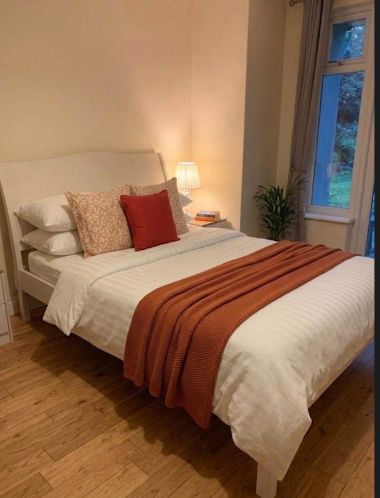 *GREAT VALUE* John Lewis White Wood Double Bed & Bedside Table along with the