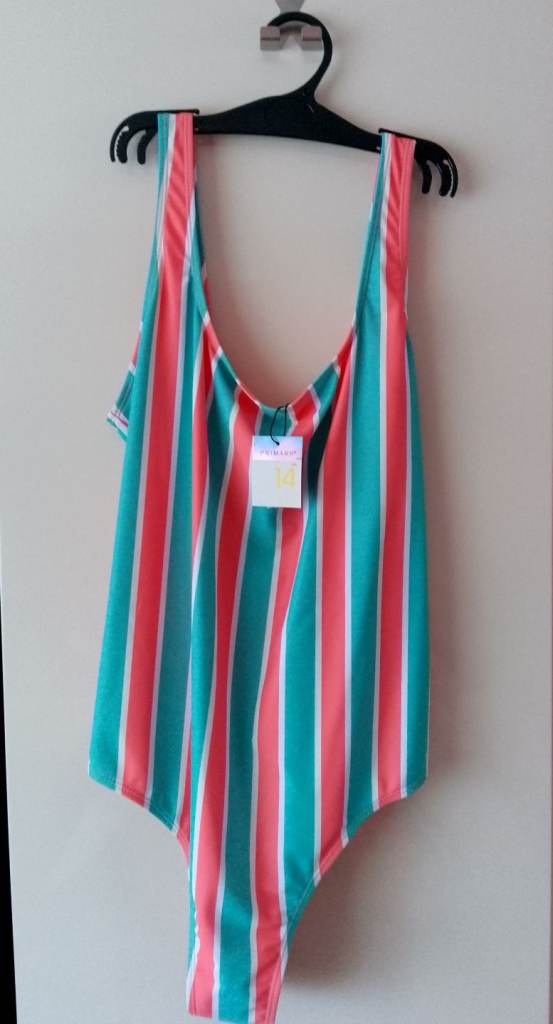 BNWT ladies size 14 mint & peach swimsuit from Primark 