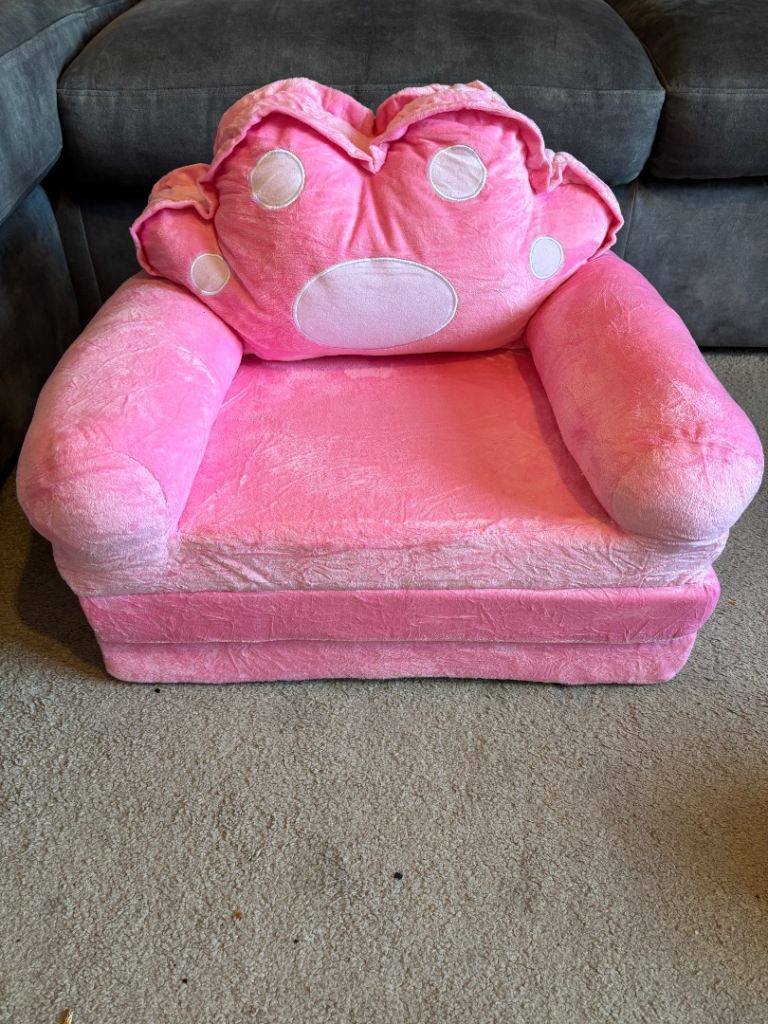 Pink Kids Fold-Out Sofa Chair – Good Condition
