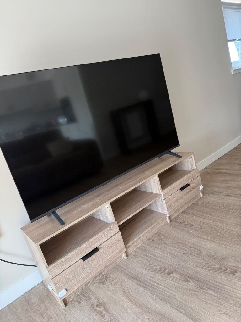 Light Wood Effect TV Unit with Storage – Good Condition