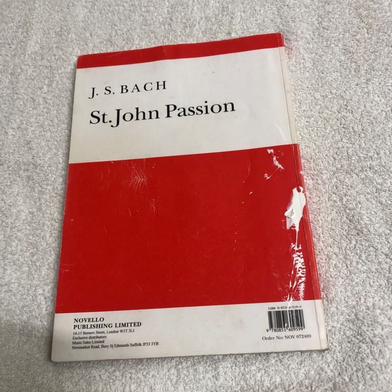 J. S. Bach St. John Passion Novello Vocal Score – English/German