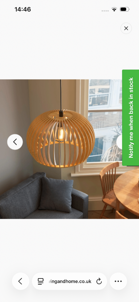 BNIB large wooden pendant lamp fitting and shade