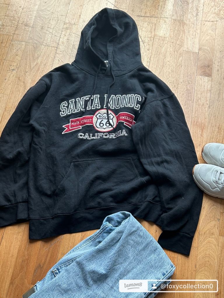 Vintage-Style Santa Monica Route 66 Graphic Hoodie