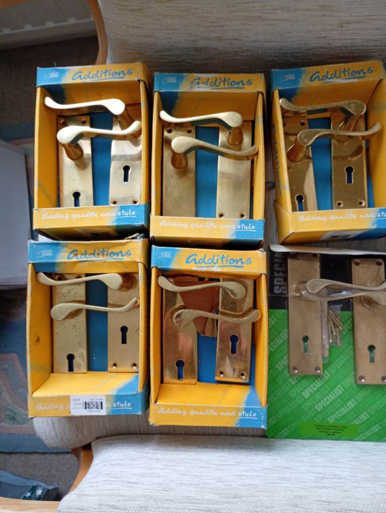 6 New Solid Brass Internal Door Handles.