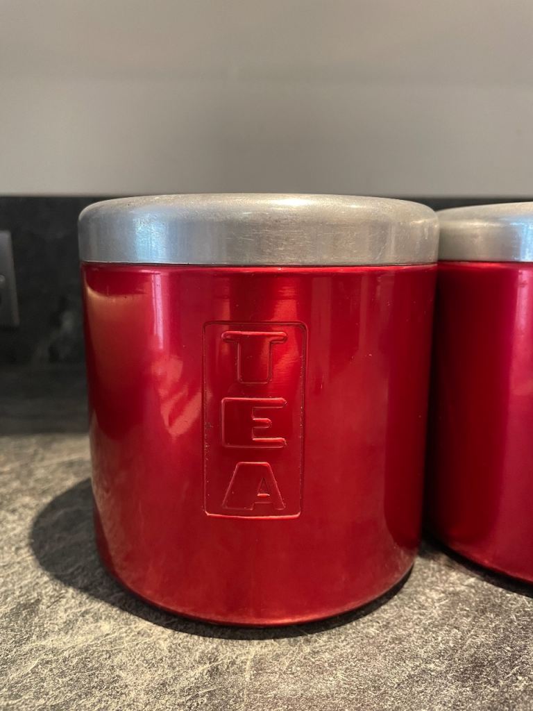 Vintage tea, coffee, sugar, rice canisters