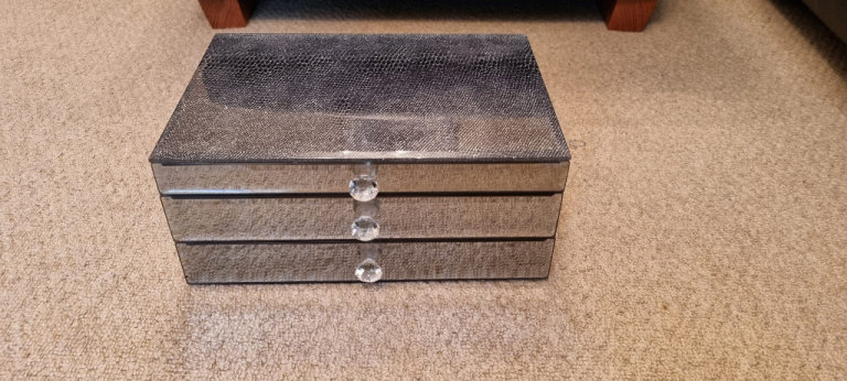 image for M&S Mirror Glass Pattern Print Large Jewellery Box