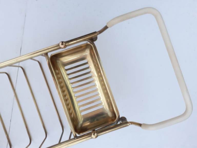 ANTIQUE Edwardian Original Brass Bath Rack with Two Removeable Trays