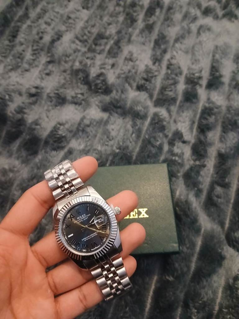 Mens black datejust watch