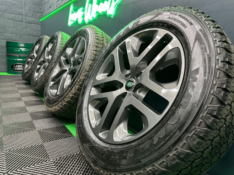 New Defender 90 / 110 L663 20” style 5095 Anthracite Grey Alloy Wheels & Goodyear Wrangler AT’s!