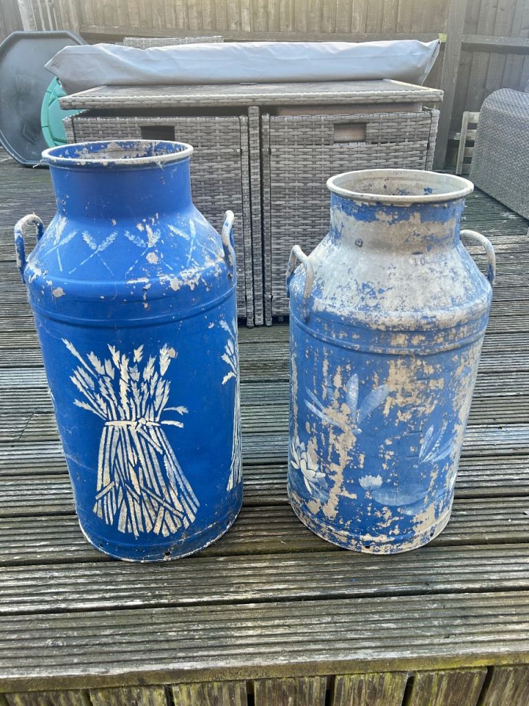 Large vintage milk churn x2 solid 
