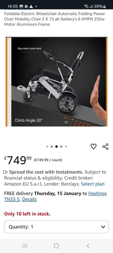 Foldable Electric Wheelchair Automatic Folding Power Chair Mobility Chair 2 X 13 ah Battery's 6 KMPH